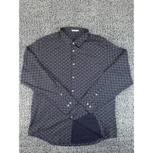 Good Man Brand Button Down Shirt Men XXL Blue Floral Long Sleeve Cotton